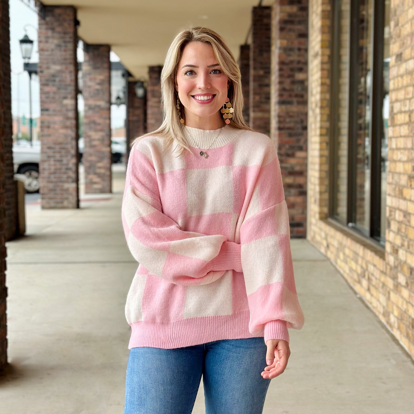 Plaid Baby Pink Sweater