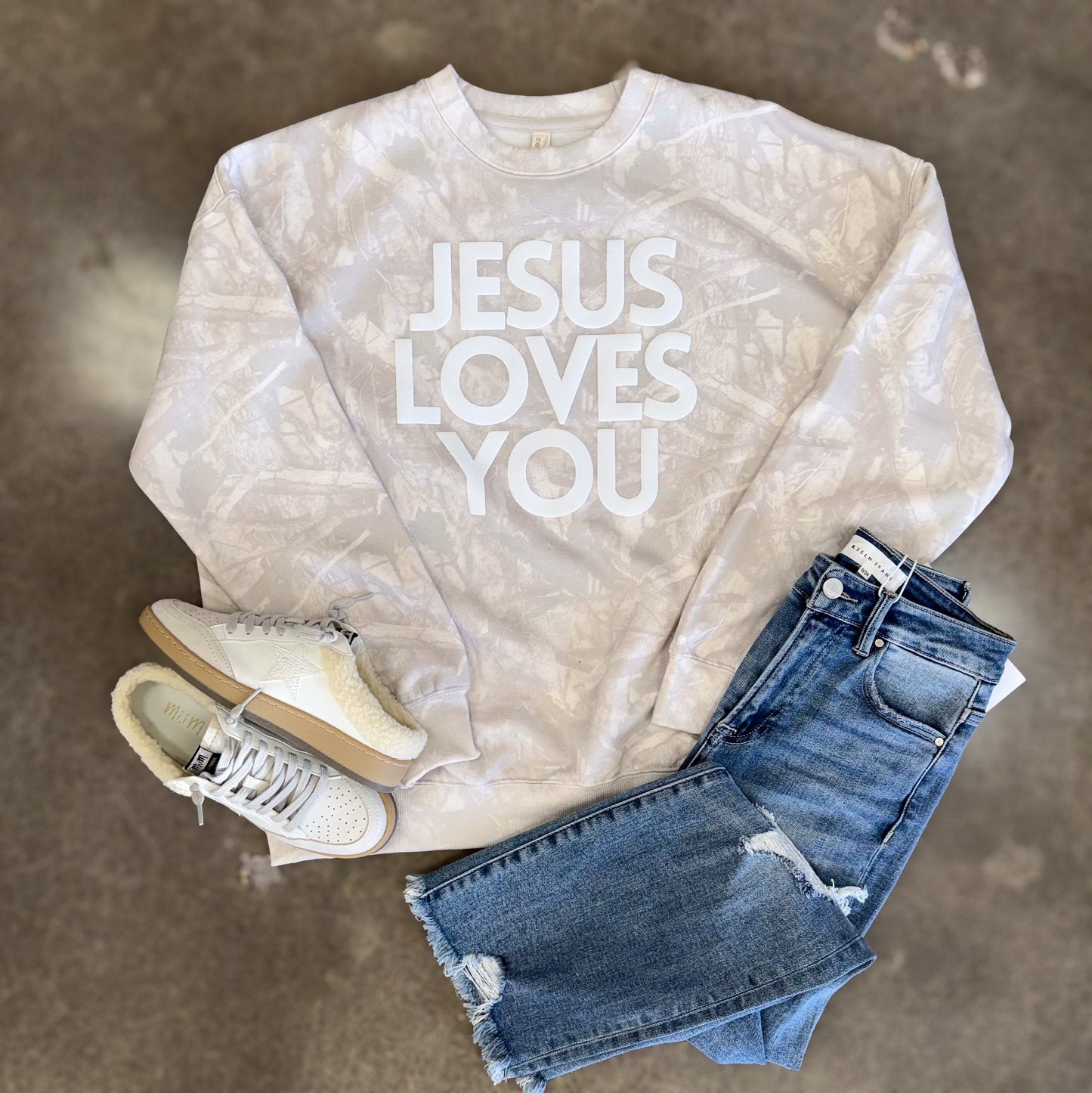 Jesus Loves You Sweatshirt: Beige