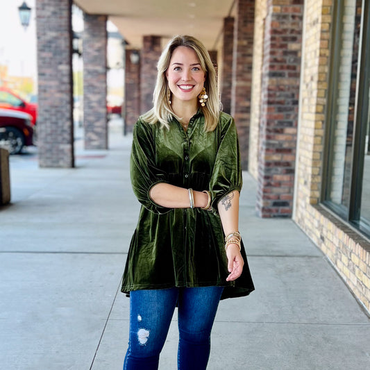 Olive Velvet Tunic/Dress