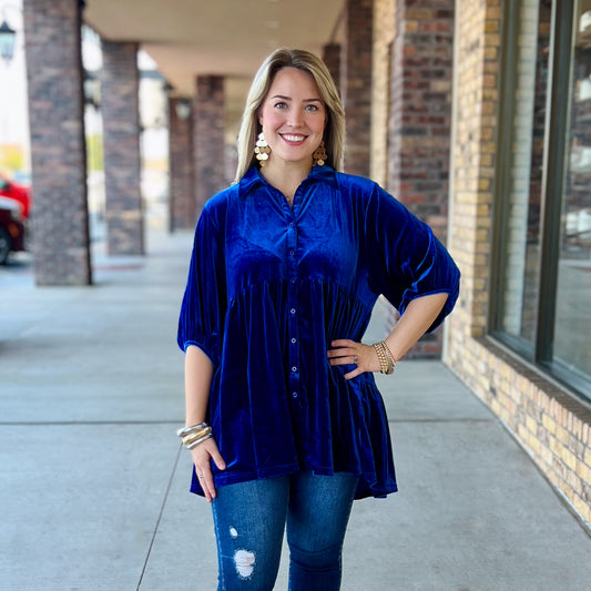 Royal Blue Velvet Tunic/Dress