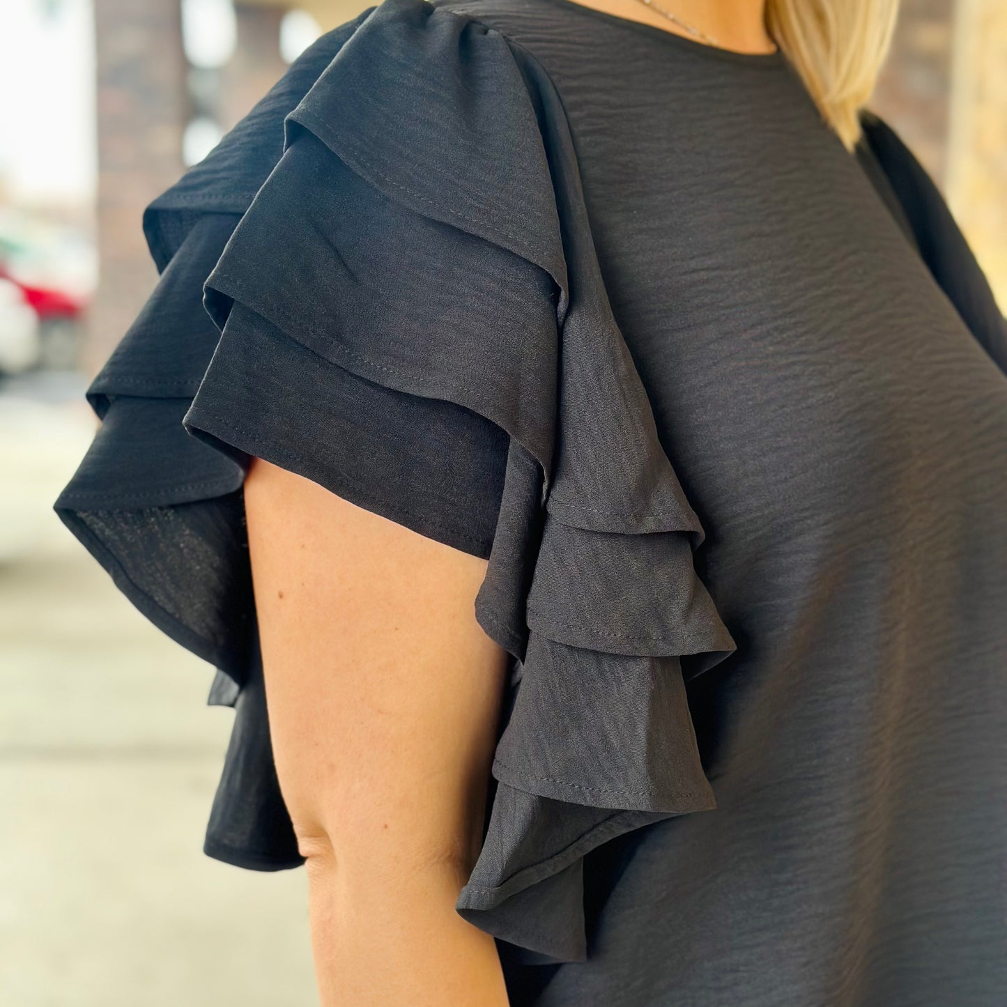 Bold As Can Be Ruffle Blouse