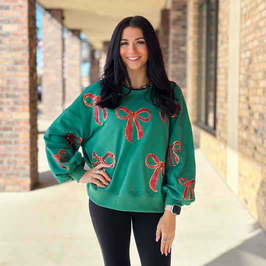 Christmas Sequin Bow Pullover