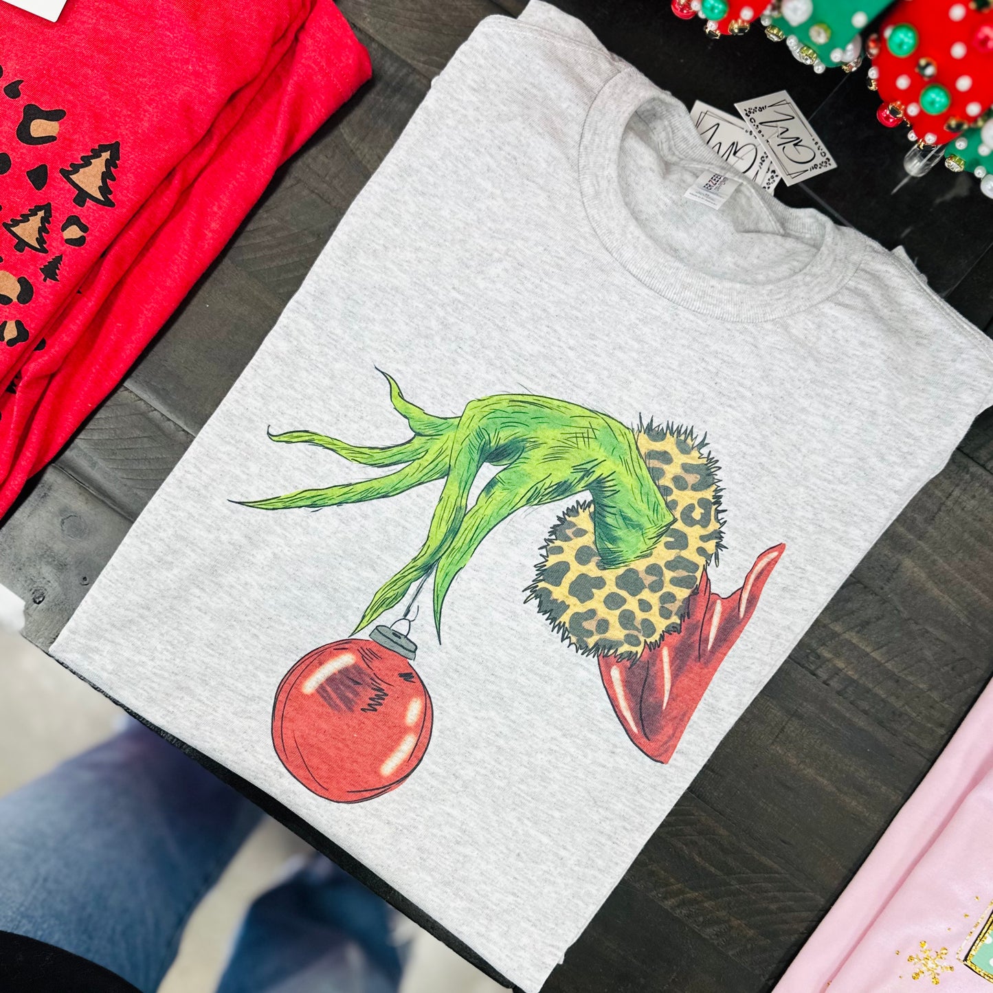 Grinch Hand with Leopard Tee