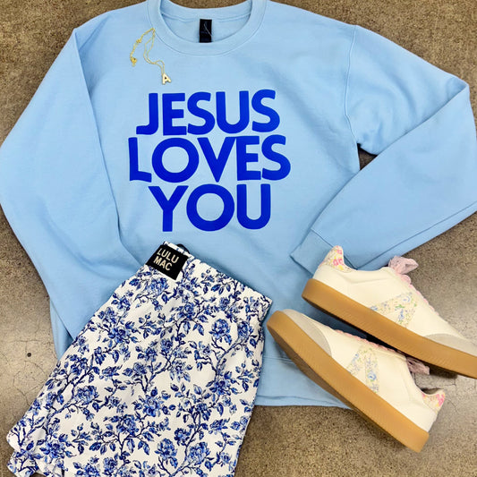 Jesus Loves You Puff Print Sweatshirt
