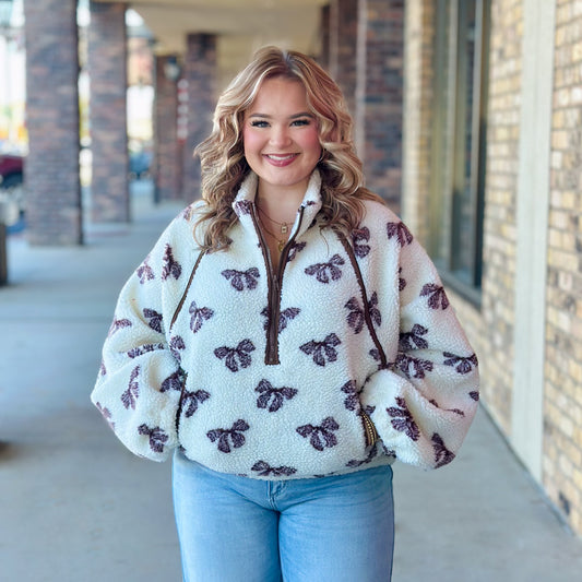 Wrapped Up In A Bow Pullover-Cream