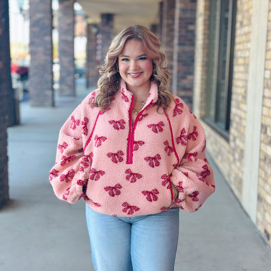 Wrapped Up In A Bow Pullover-Pink