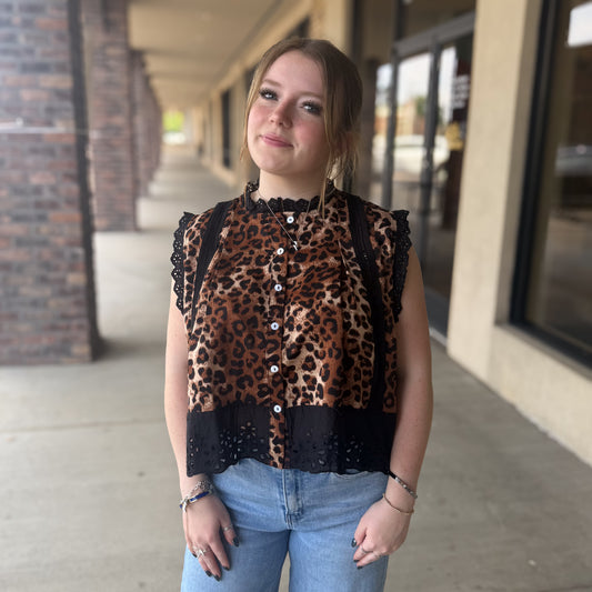 Leopard N Lace Top