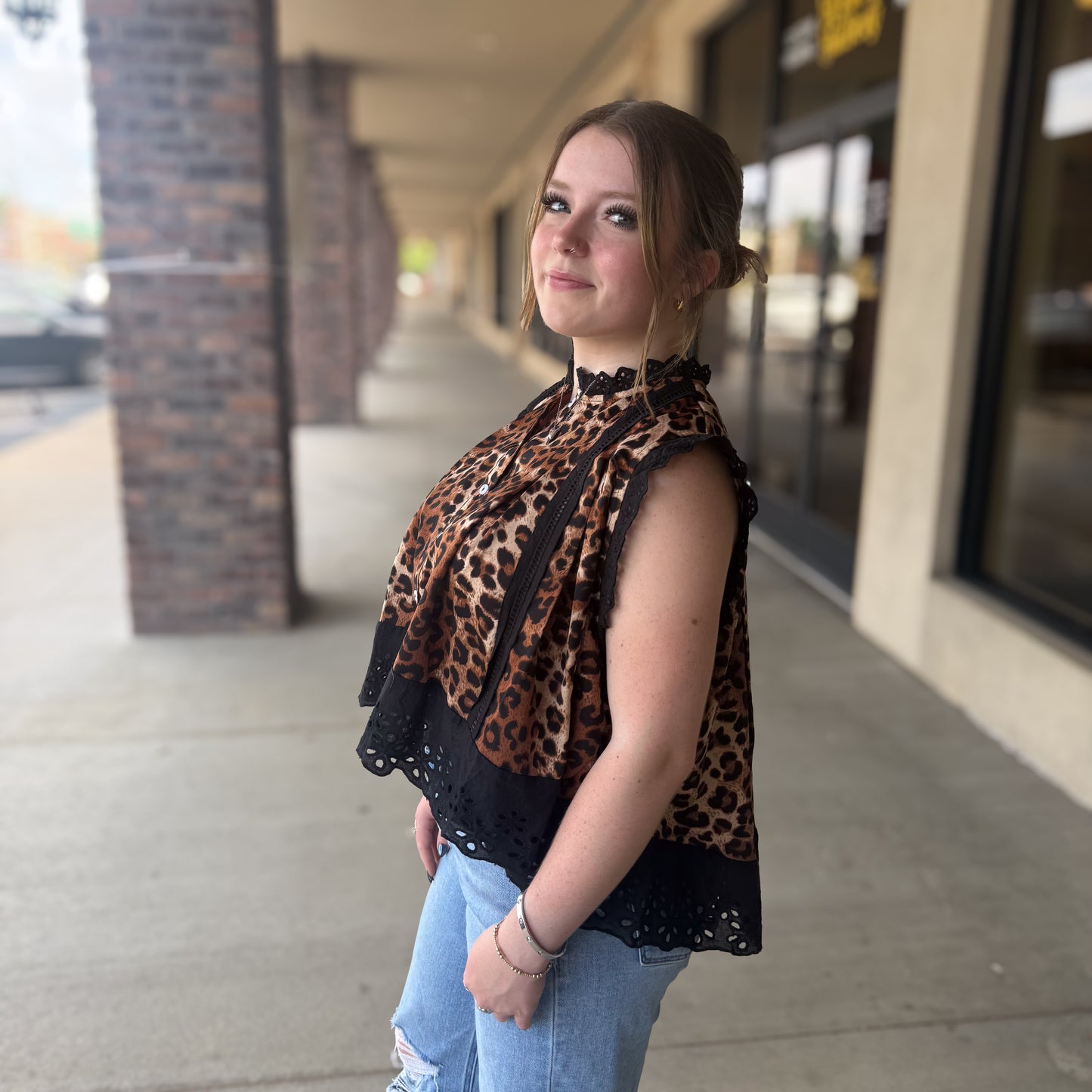 Leopard N Lace Top