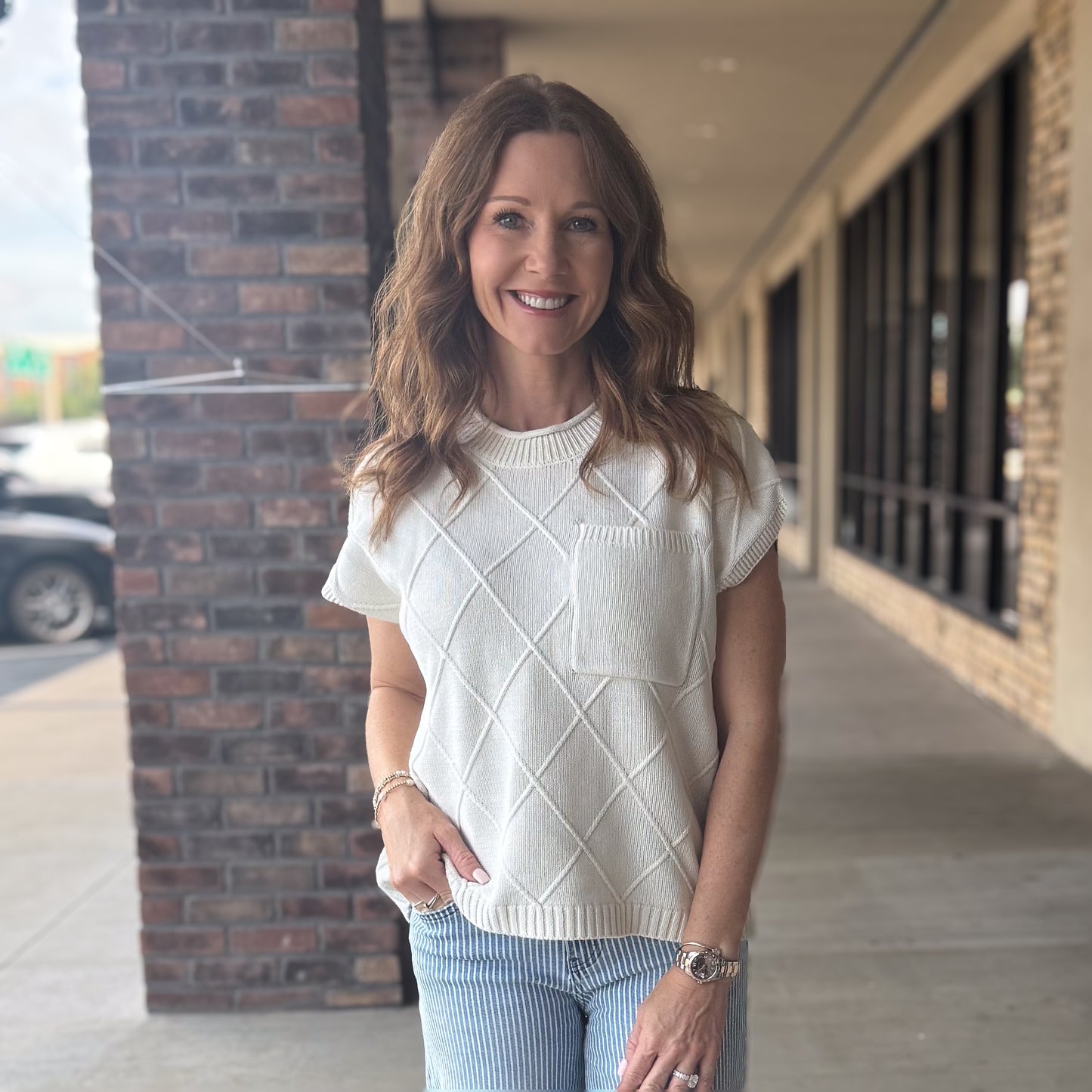 Hex Knit Pullover Top