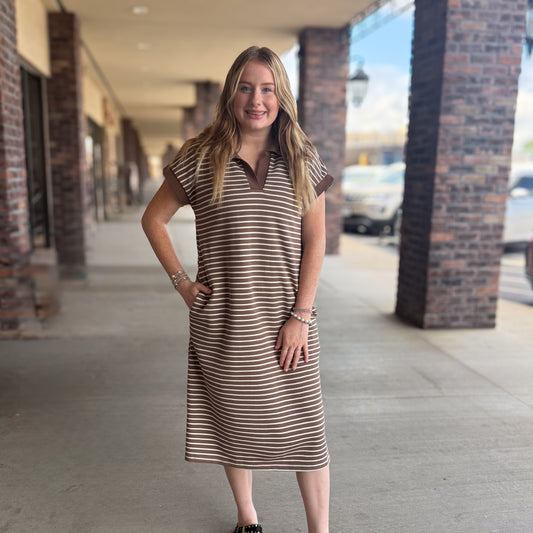 Autumn Stripe Midi Dress