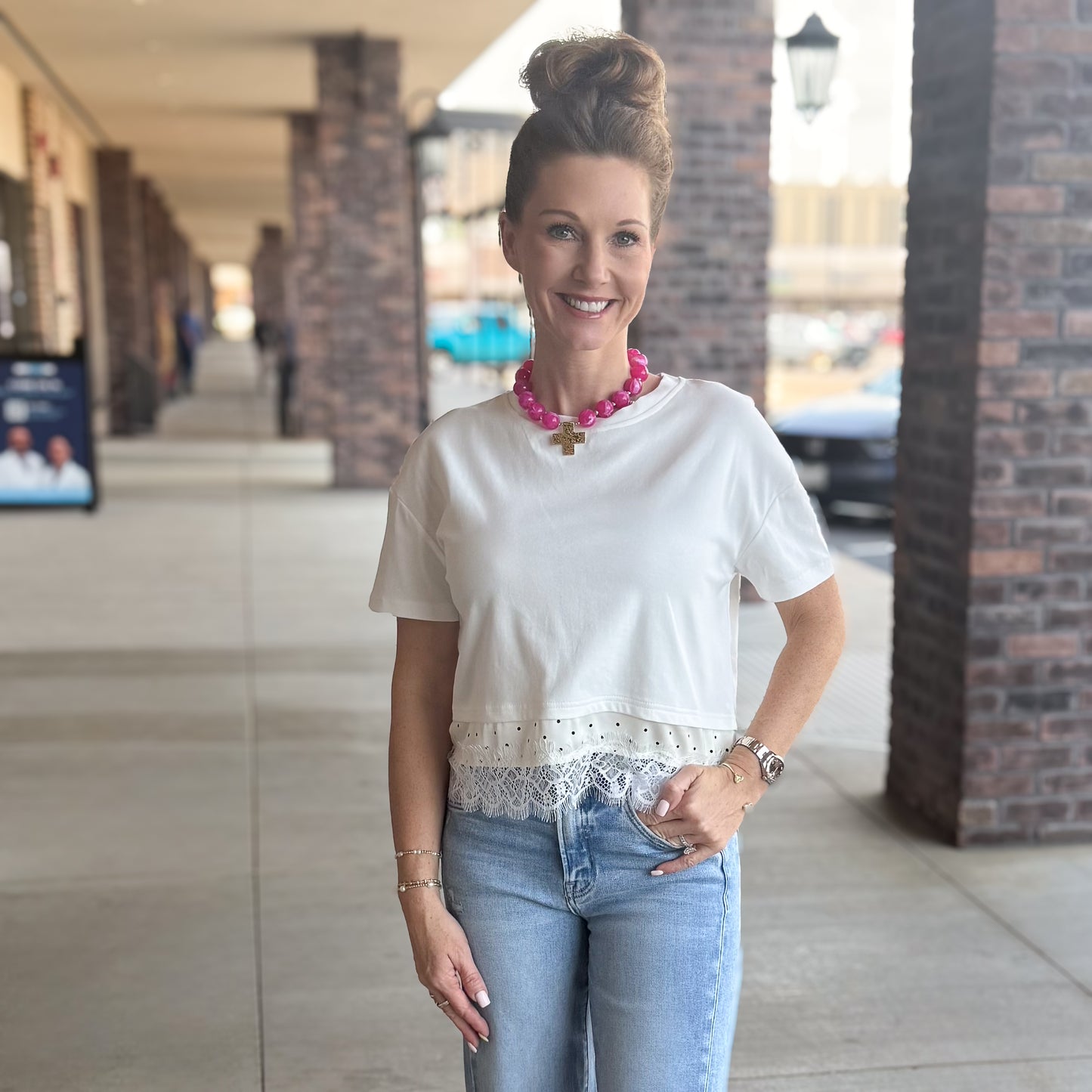 Timeless Dot & Lace Top: 2 Colors