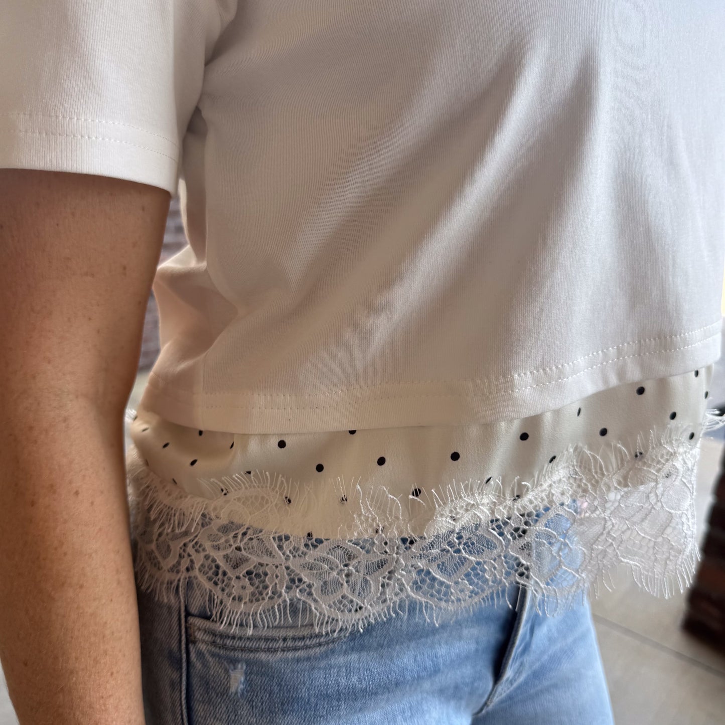 Timeless Dot & Lace Top: 2 Colors