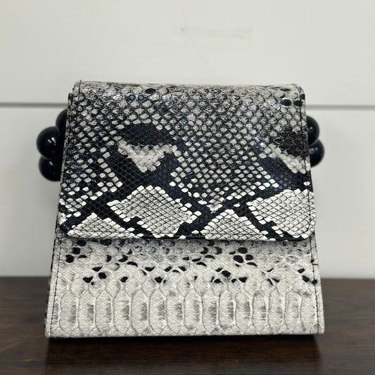 Snakeskin Bag with Beaded Handle