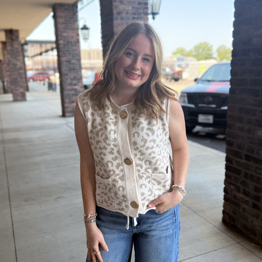 Leopard Sweater Vest: 2 Colors