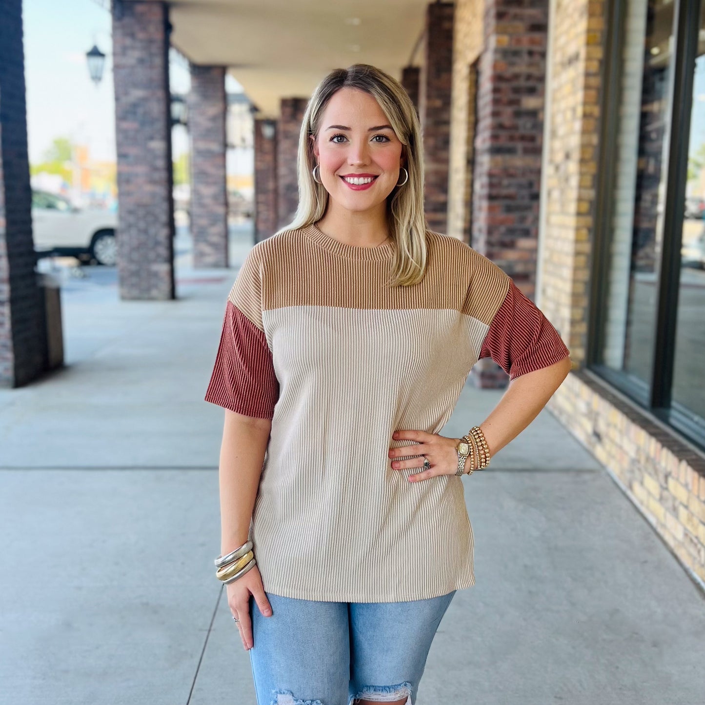 Golden Sunset Colorblock Tee