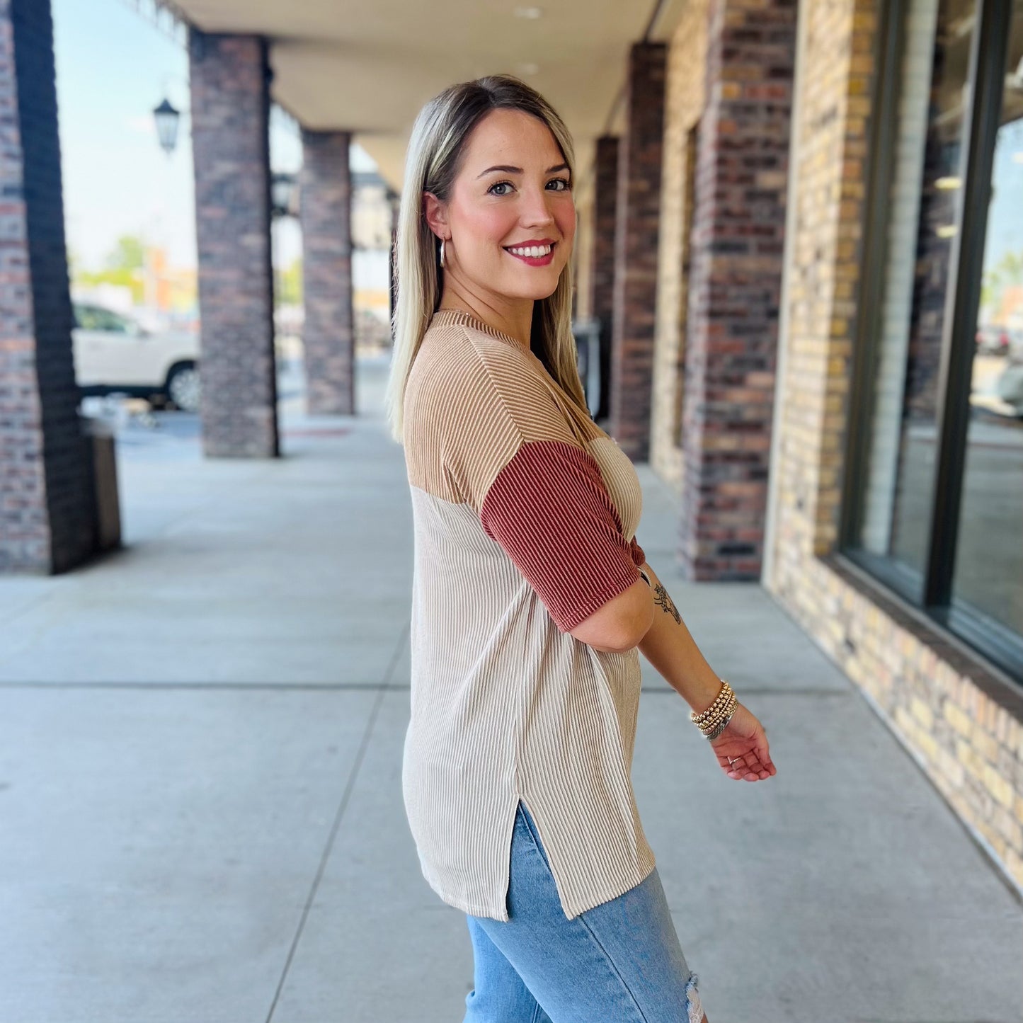 Golden Sunset Colorblock Tee