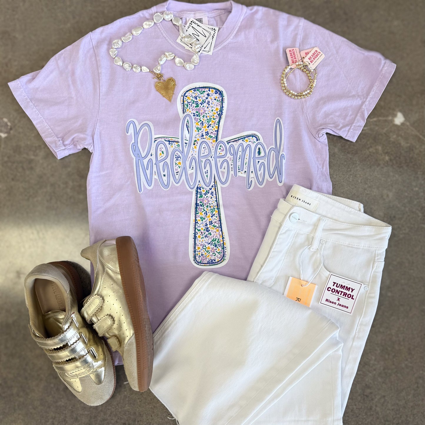 Redeemed Floral Cross Tee