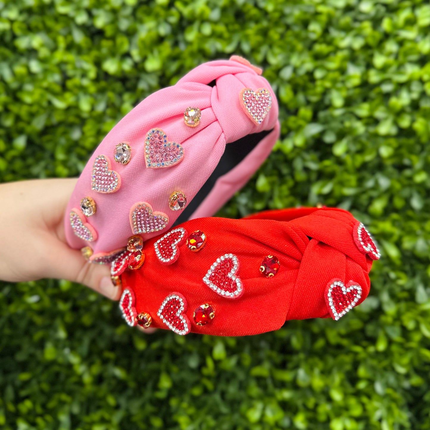 Pink Rhinestone Heart Headband