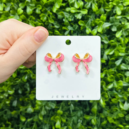 Pink Bow Earrings