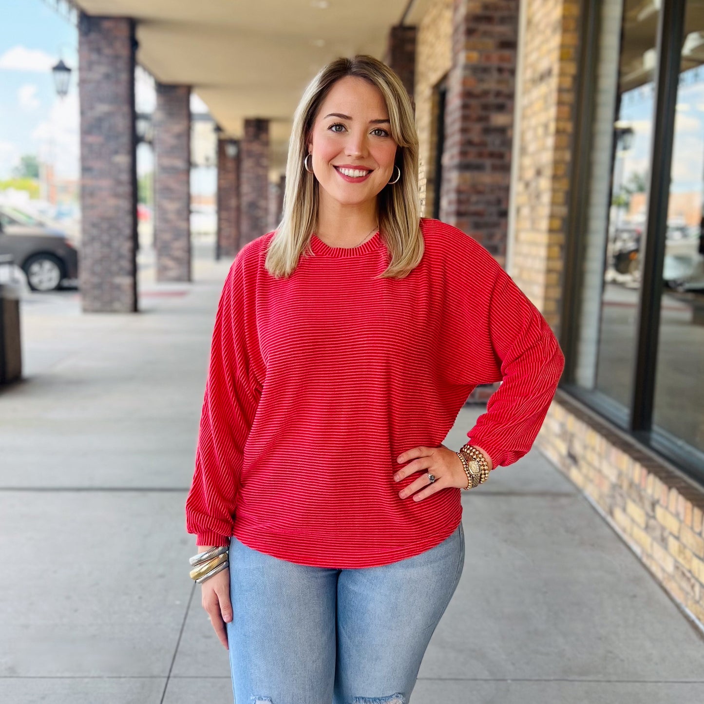 Solid Ribbed Long Sleeve Tops