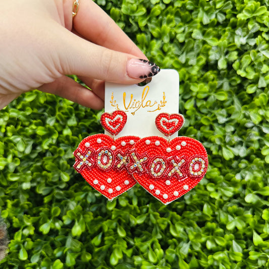 Red Heart XOXO Earring