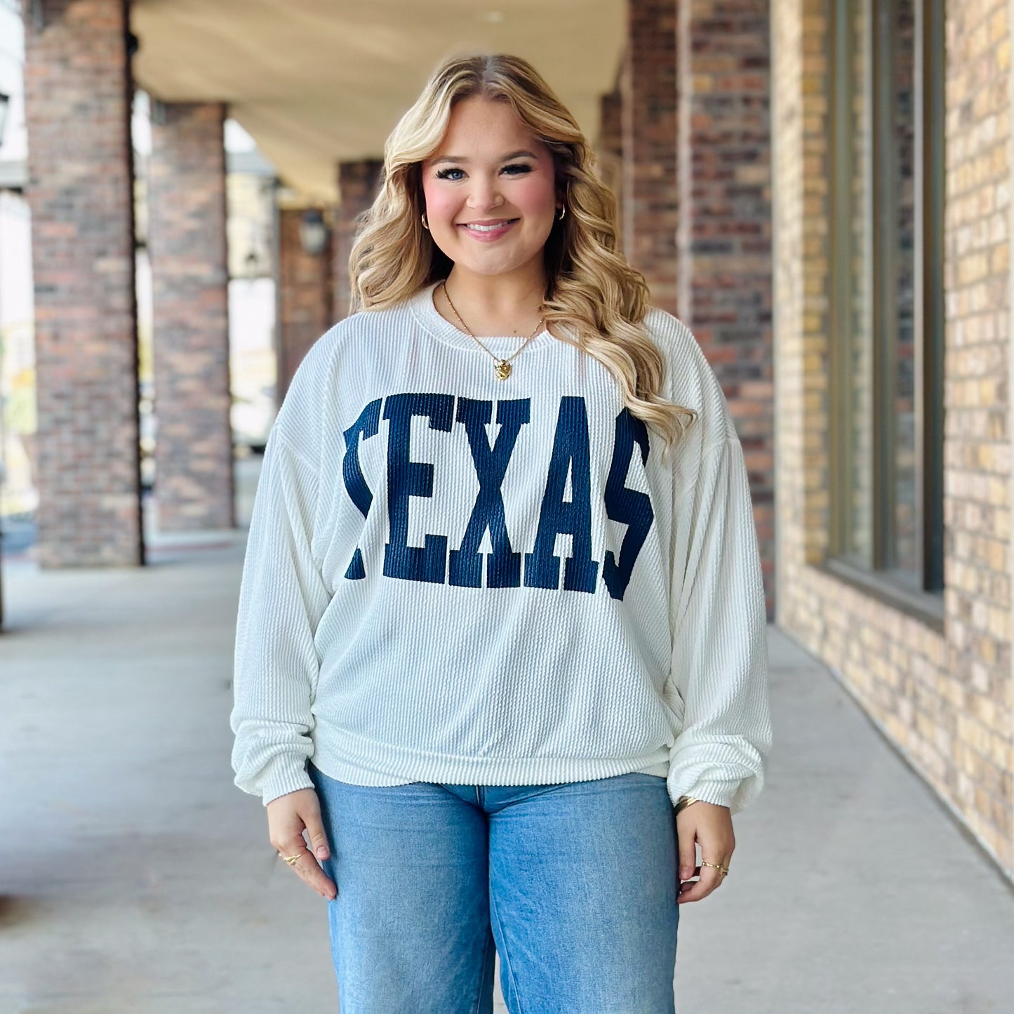 Texas Ribbed Long Sleeve Tops