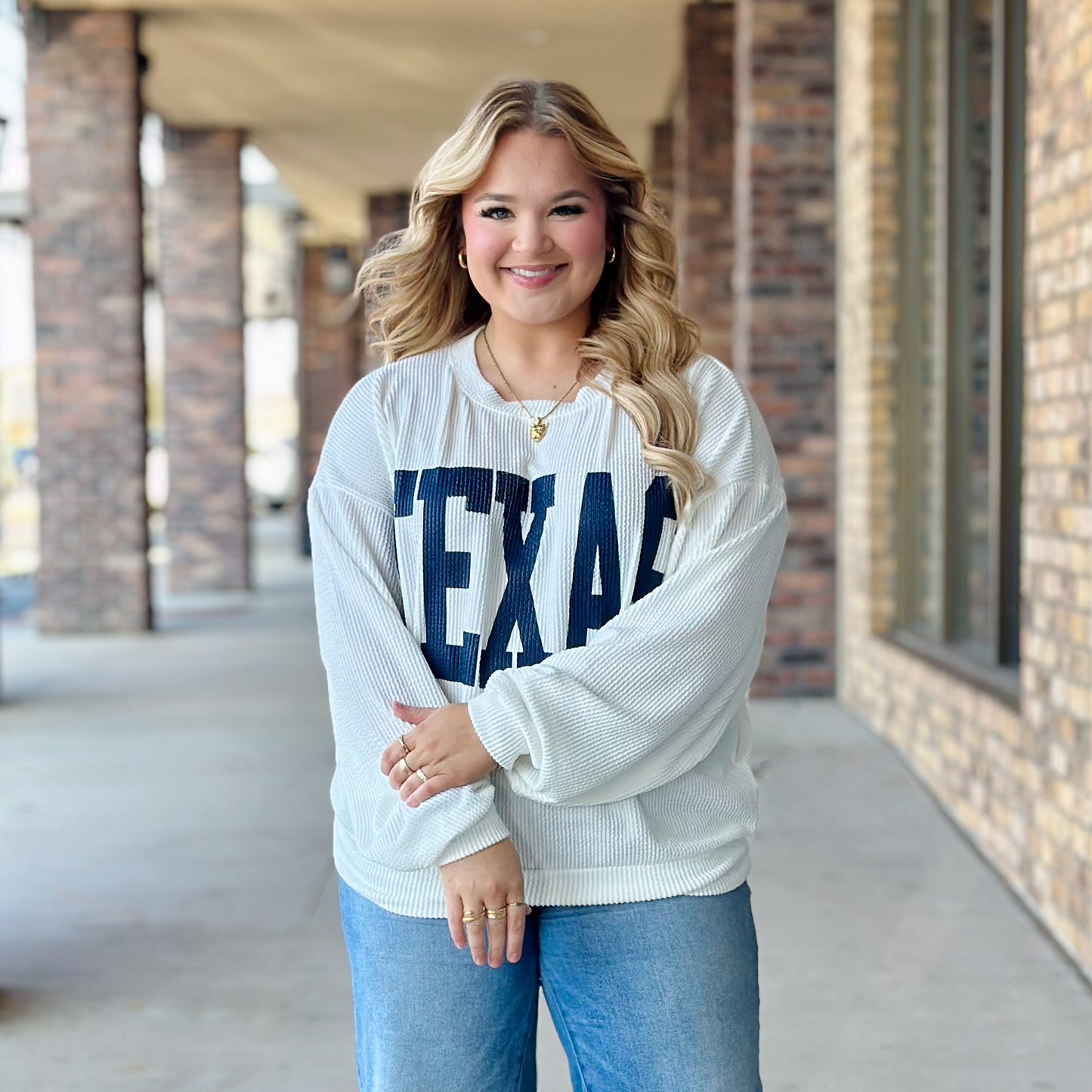 Texas Ribbed Long Sleeve Tops