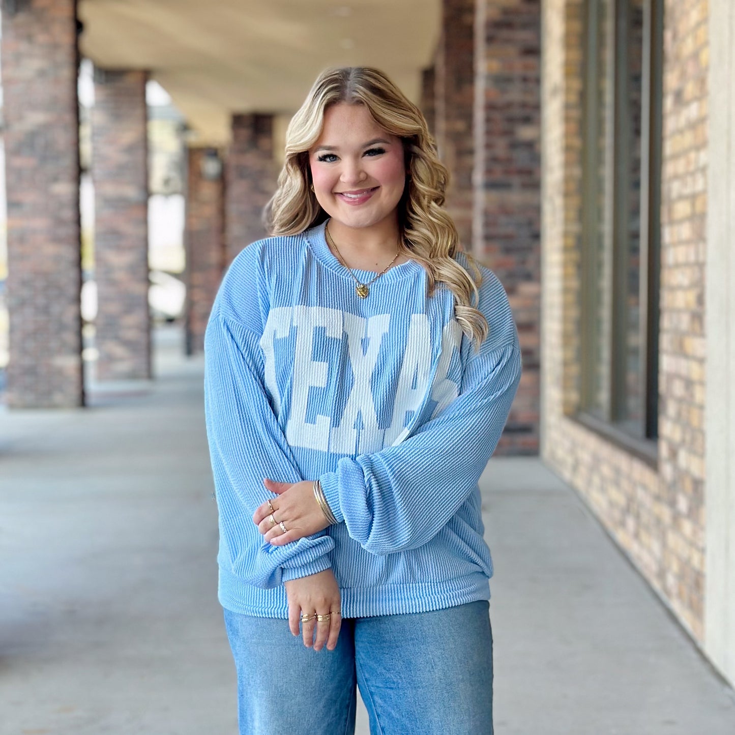 Texas Ribbed Long Sleeve Tops