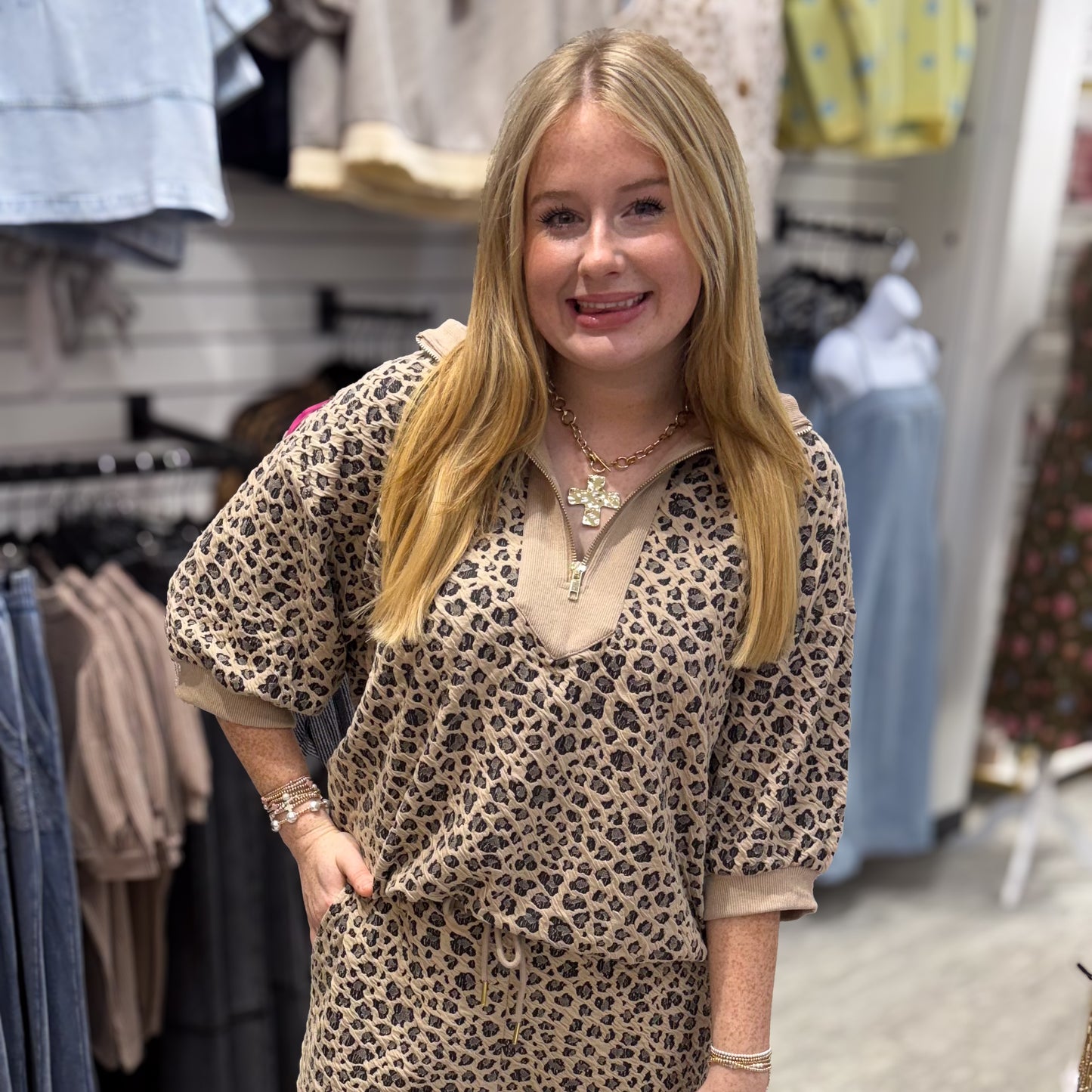 Leopard Jacquard Pullover