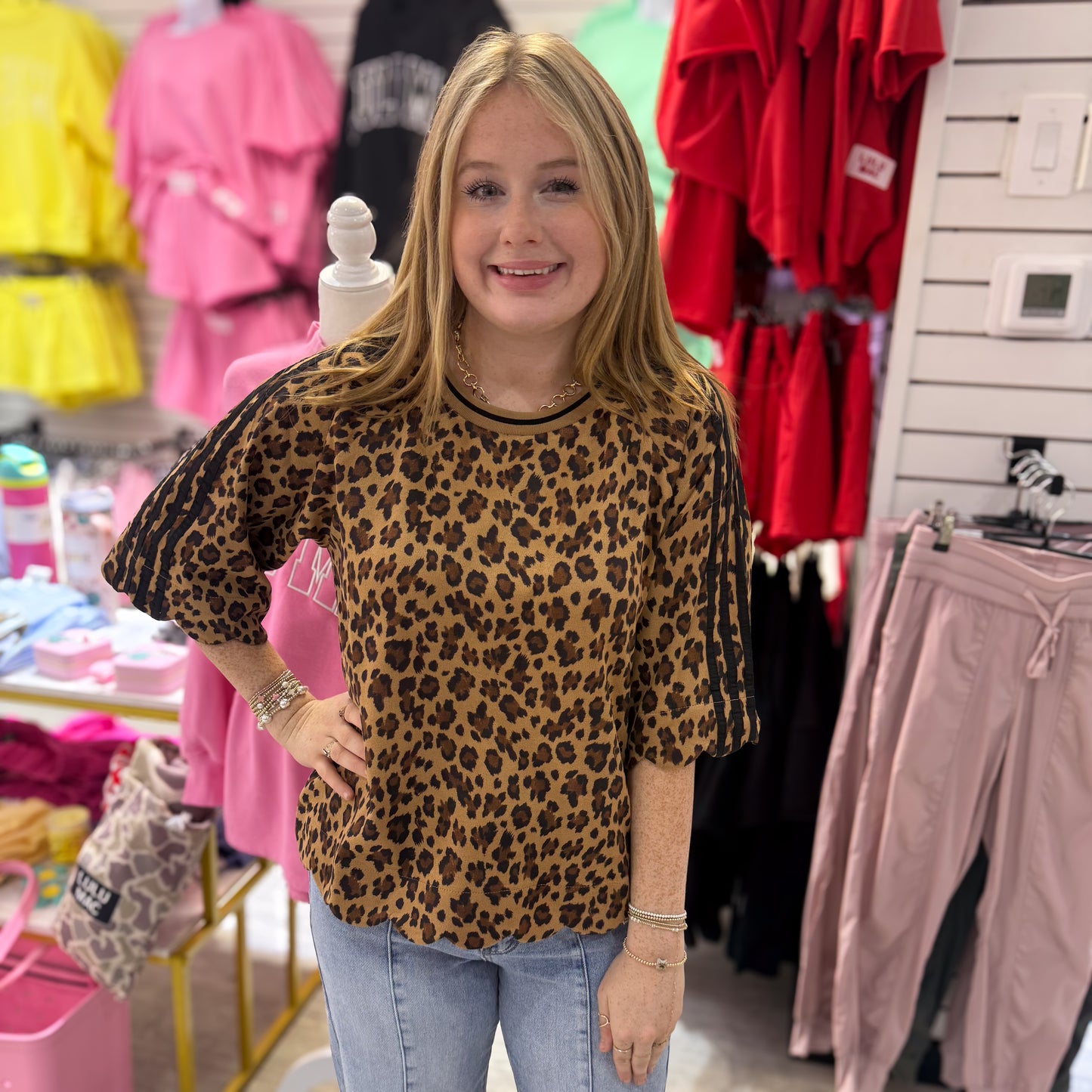 Leopard Suede Top: Black