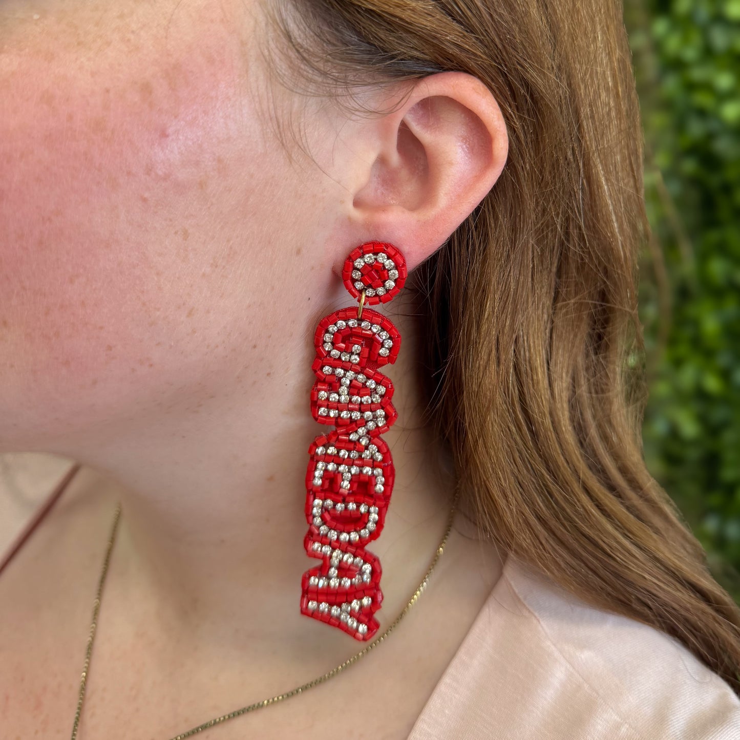 Red Gameday Earring