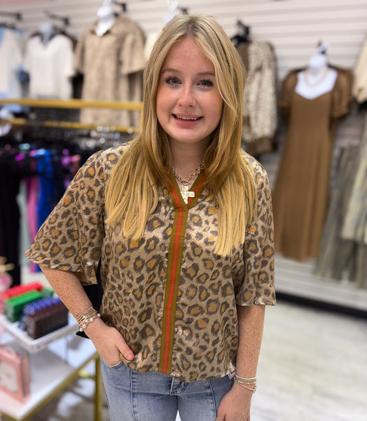 Shimmer Leopard Fall Top