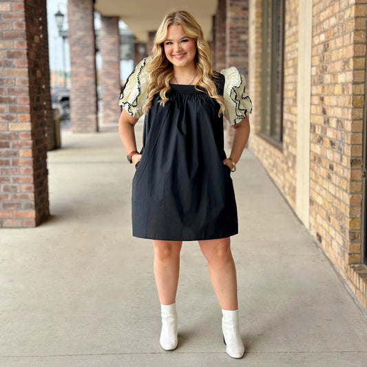 Keep It Classic Black & Peach Dress