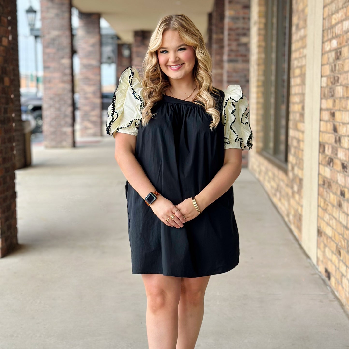 Keep It Classic Black & Peach Dress