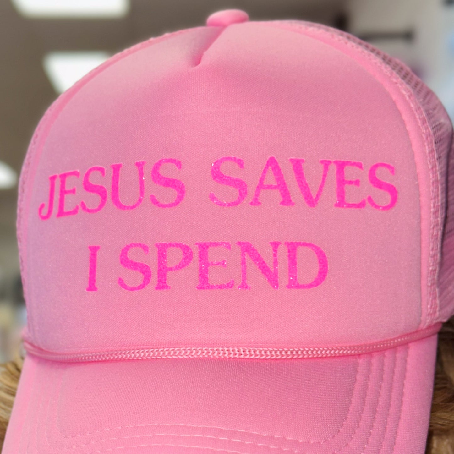 Jesus Saves I Spend Trucker Hat