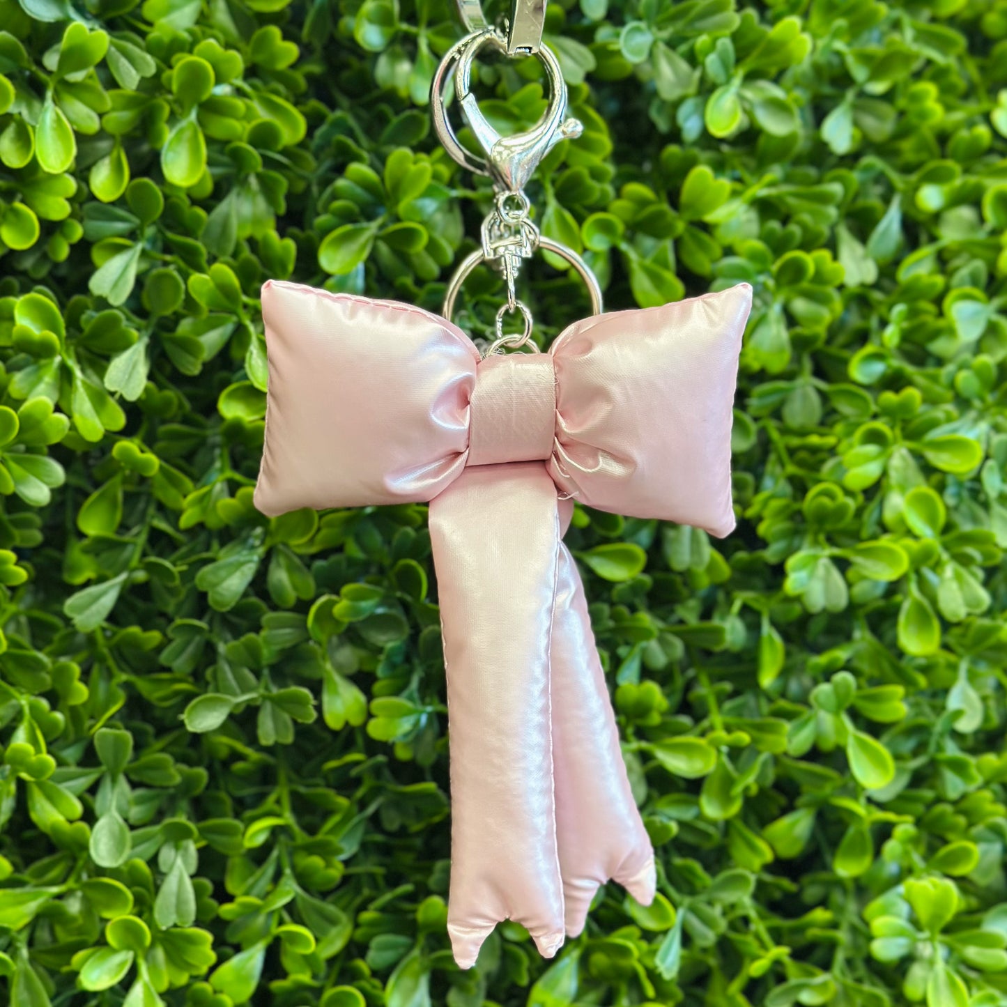 Plush Pink Bow Keychain