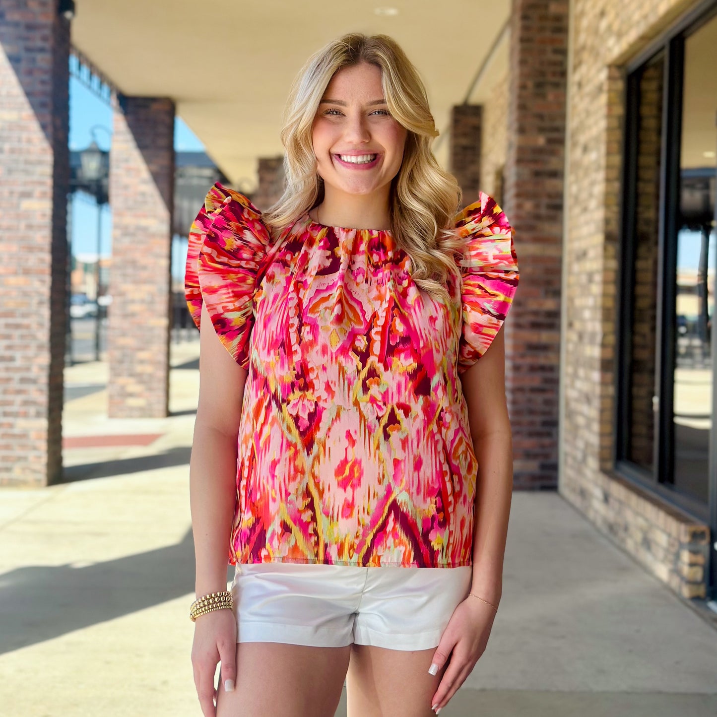 Sunset On Fire Ruffle Top