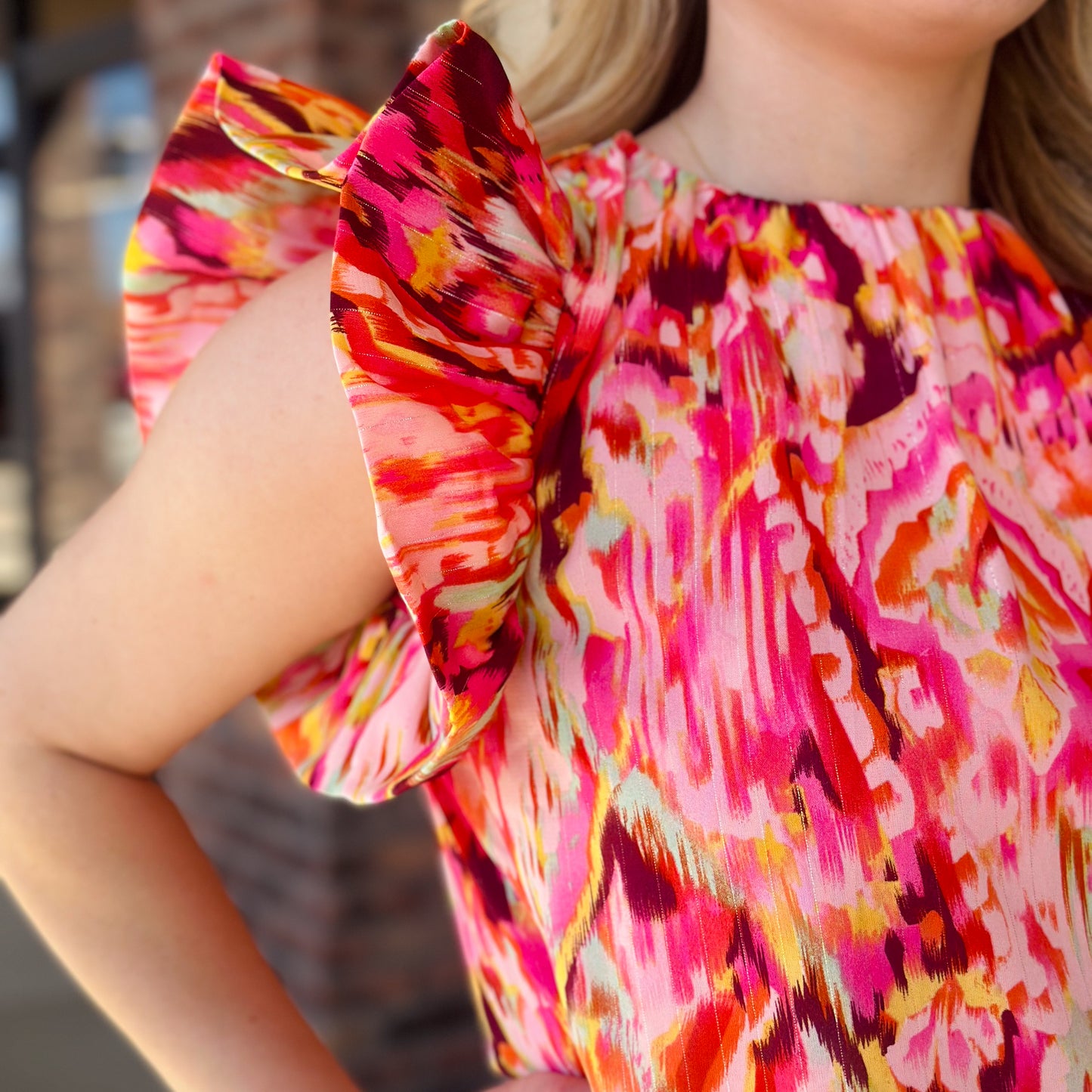 Sunset On Fire Ruffle Top