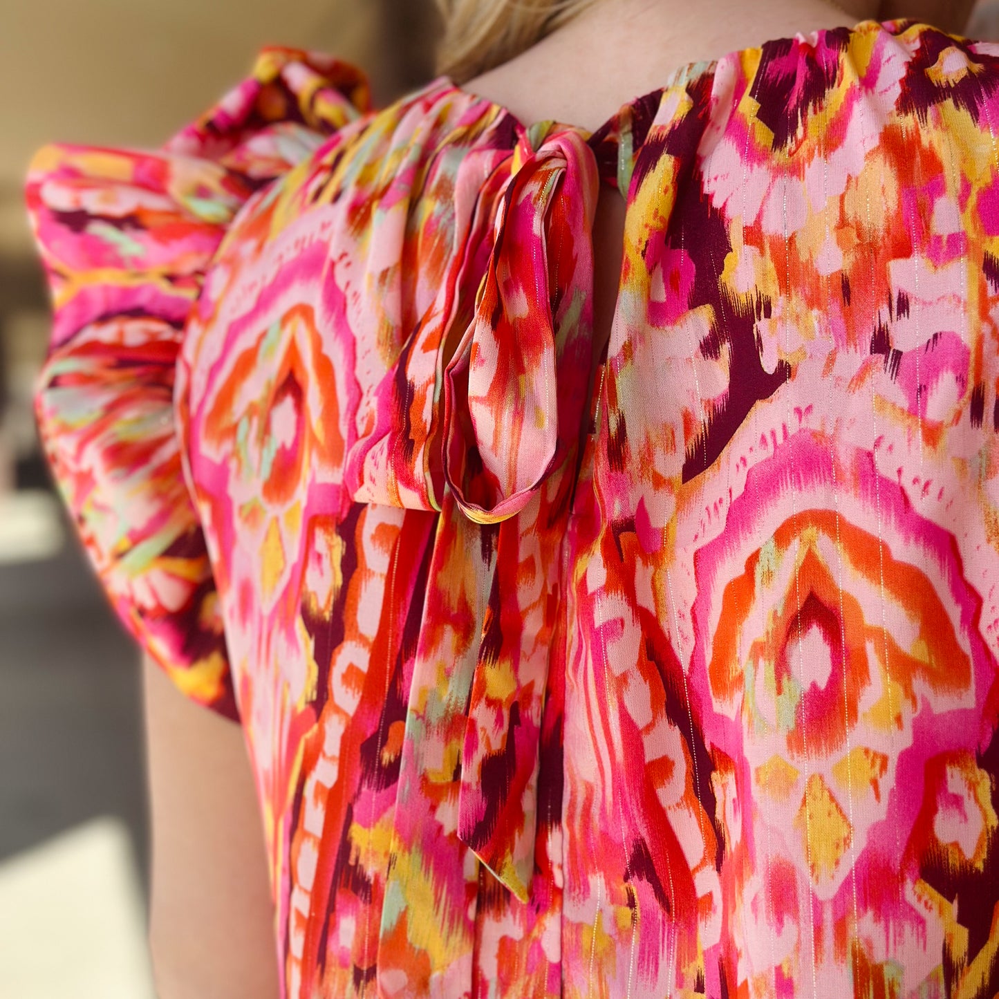 Sunset On Fire Ruffle Top