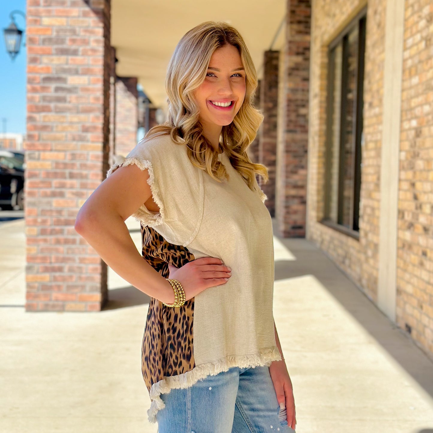 Umgee Cream Leopard Top