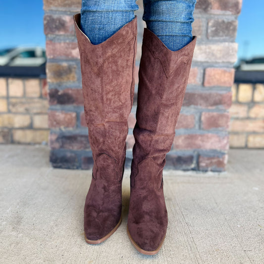 Classy Suede Dark Brown Boots