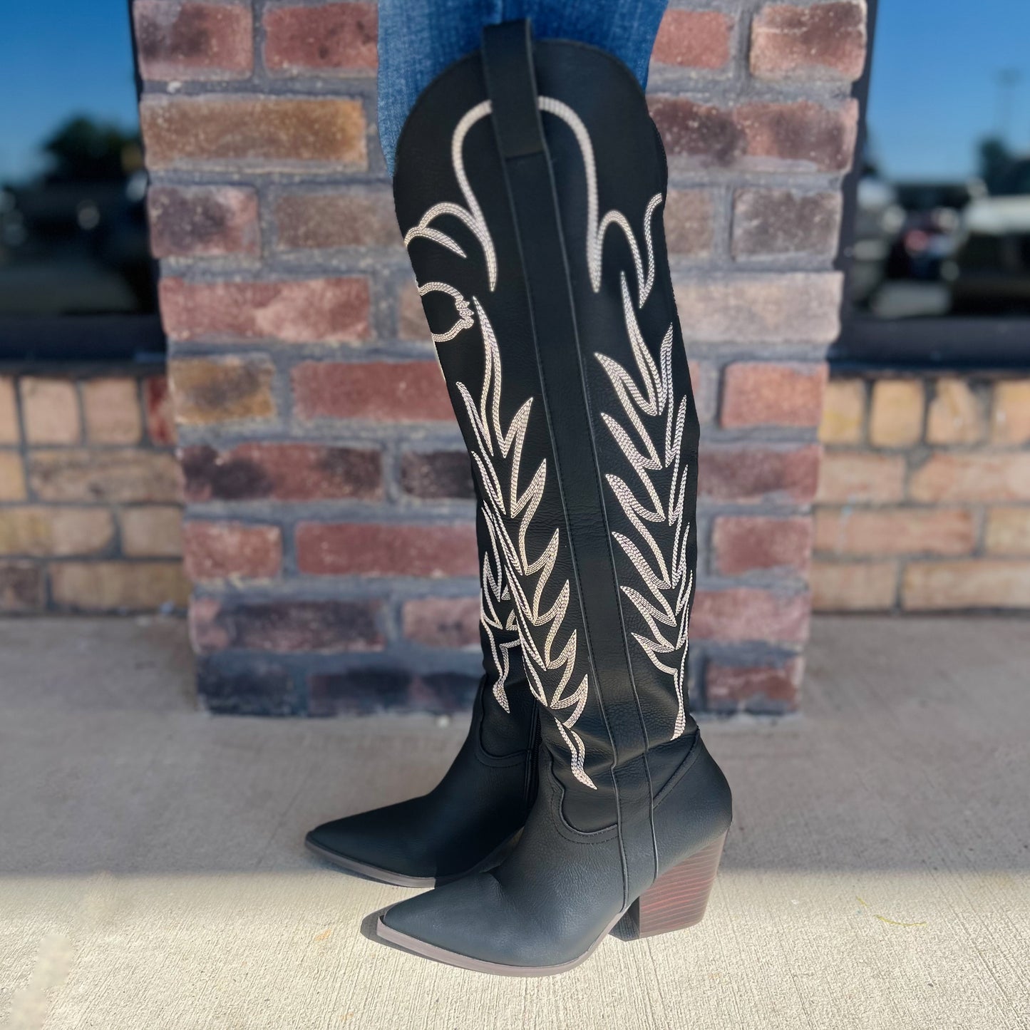 Celina Extra Tall Black Western Boots