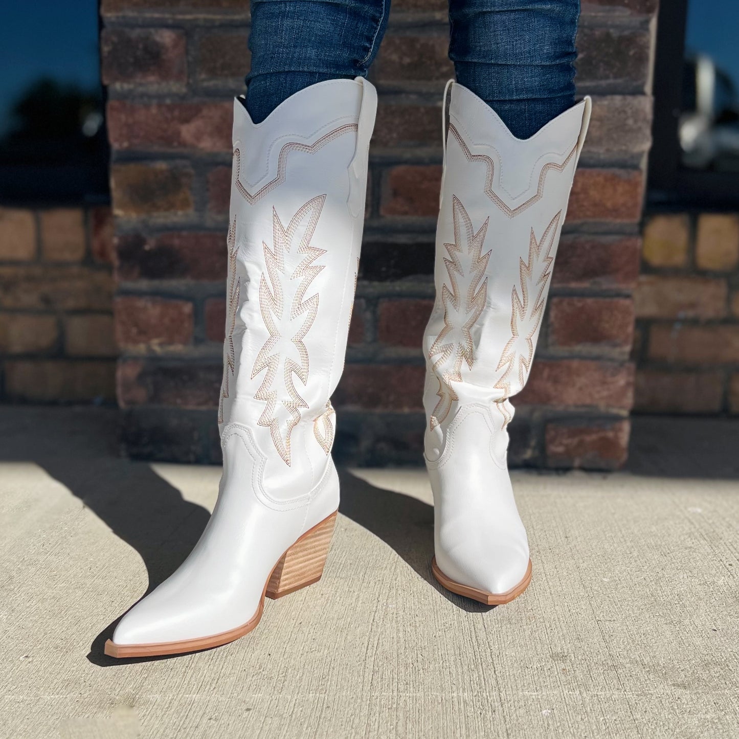 Indigo White Western Boots