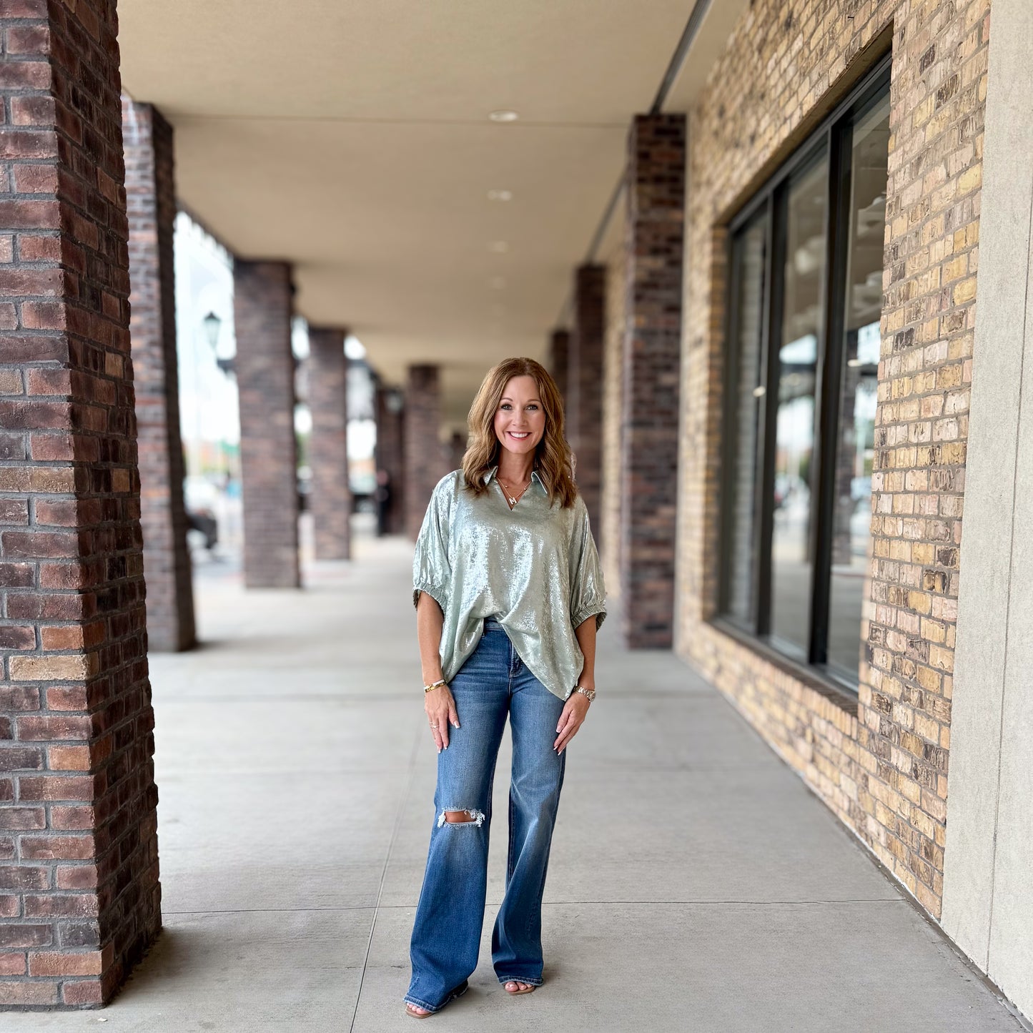 Sage Shimmer Blouse