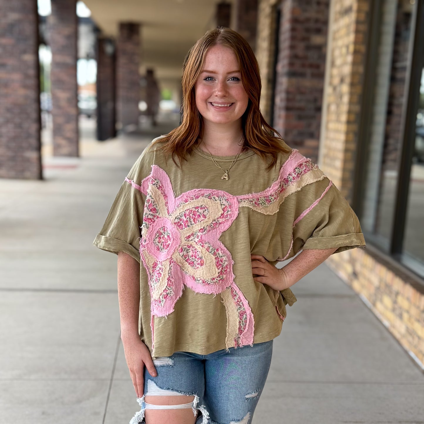 Flower Patch Mineral Oversized Top