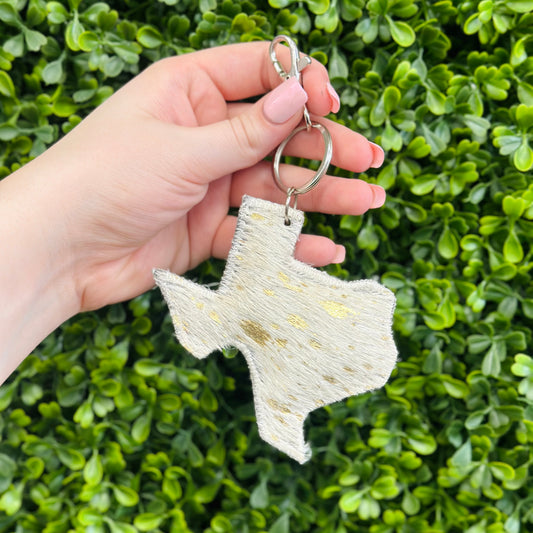Texas Speckled Metallic Hide Keychain
