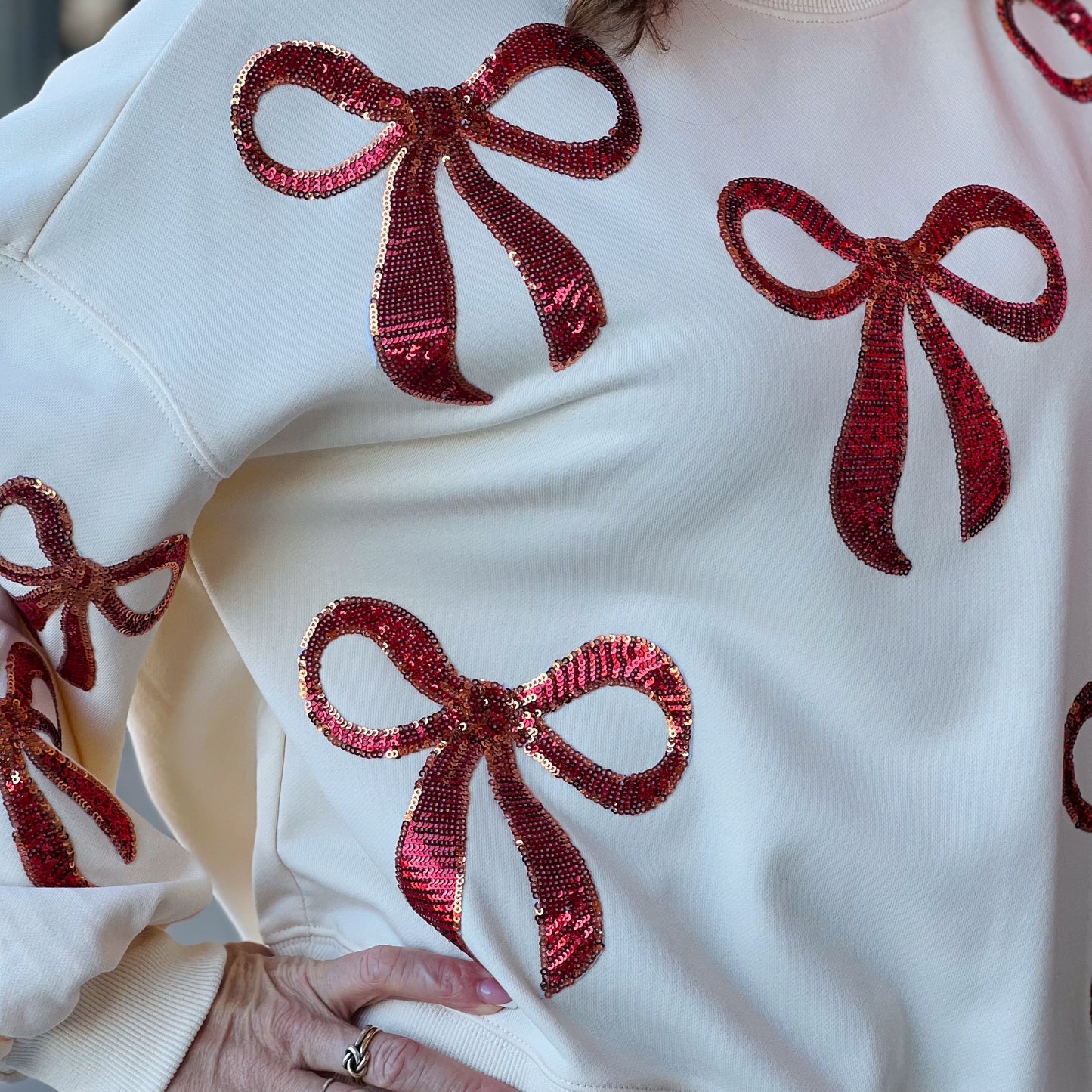 Sequin Bow Pullover