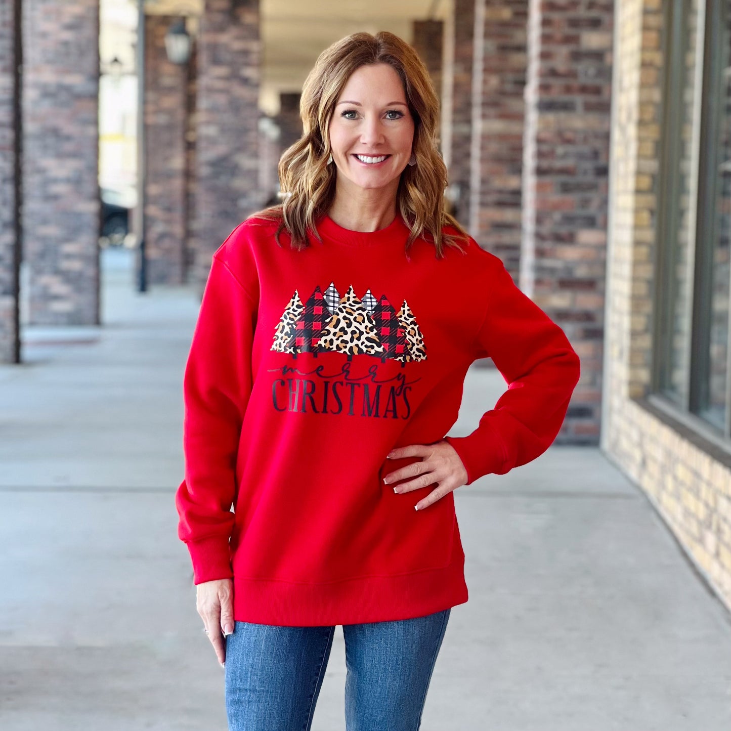 Merry Christmas Red & Leopard Sweatshirt