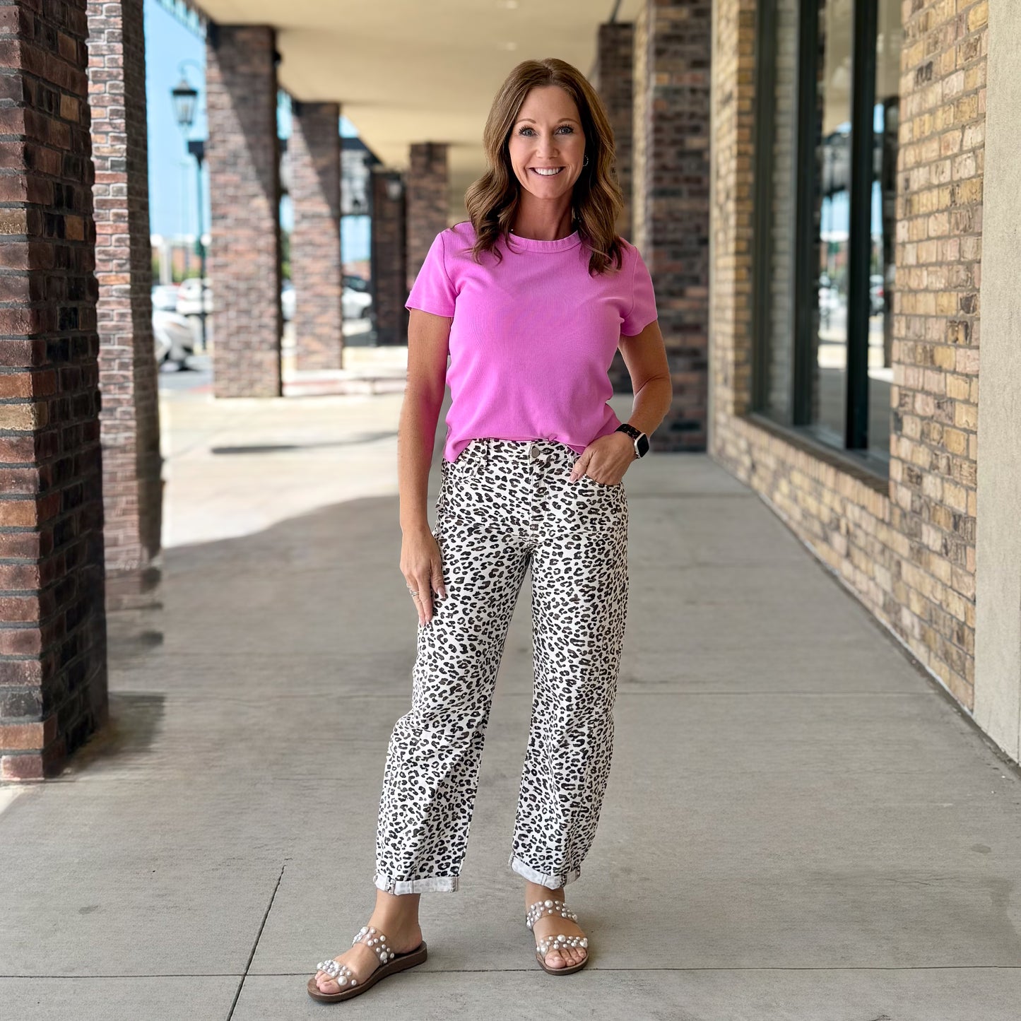 Risen Bold Leopard Barrel Jean