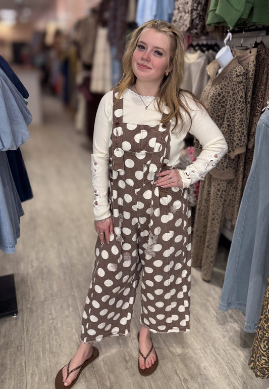 Cozy Country Dot Overalls